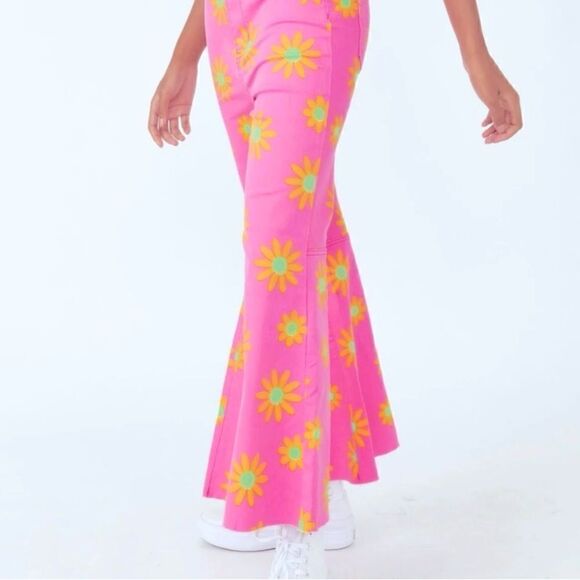 🛍️Free People youth quake printed Crop flare pants Lipstick Combo Size:28💥 - Picture 1 of 10